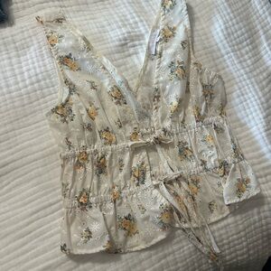 Floral Cream Sleeveless Top